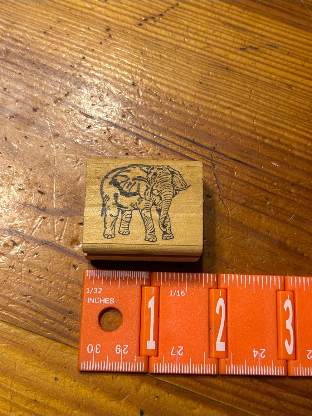 Wooden Elephant Stamp - Natural Brown